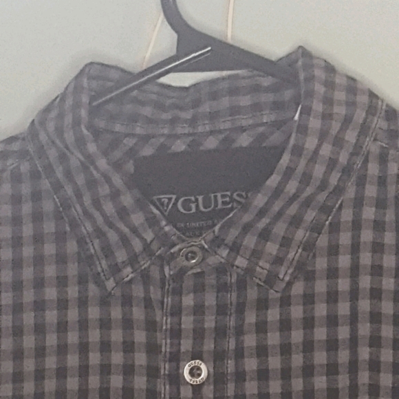 Guess Men's Small Button-up Dress Shirt Black Gray - Picture 5 of 9